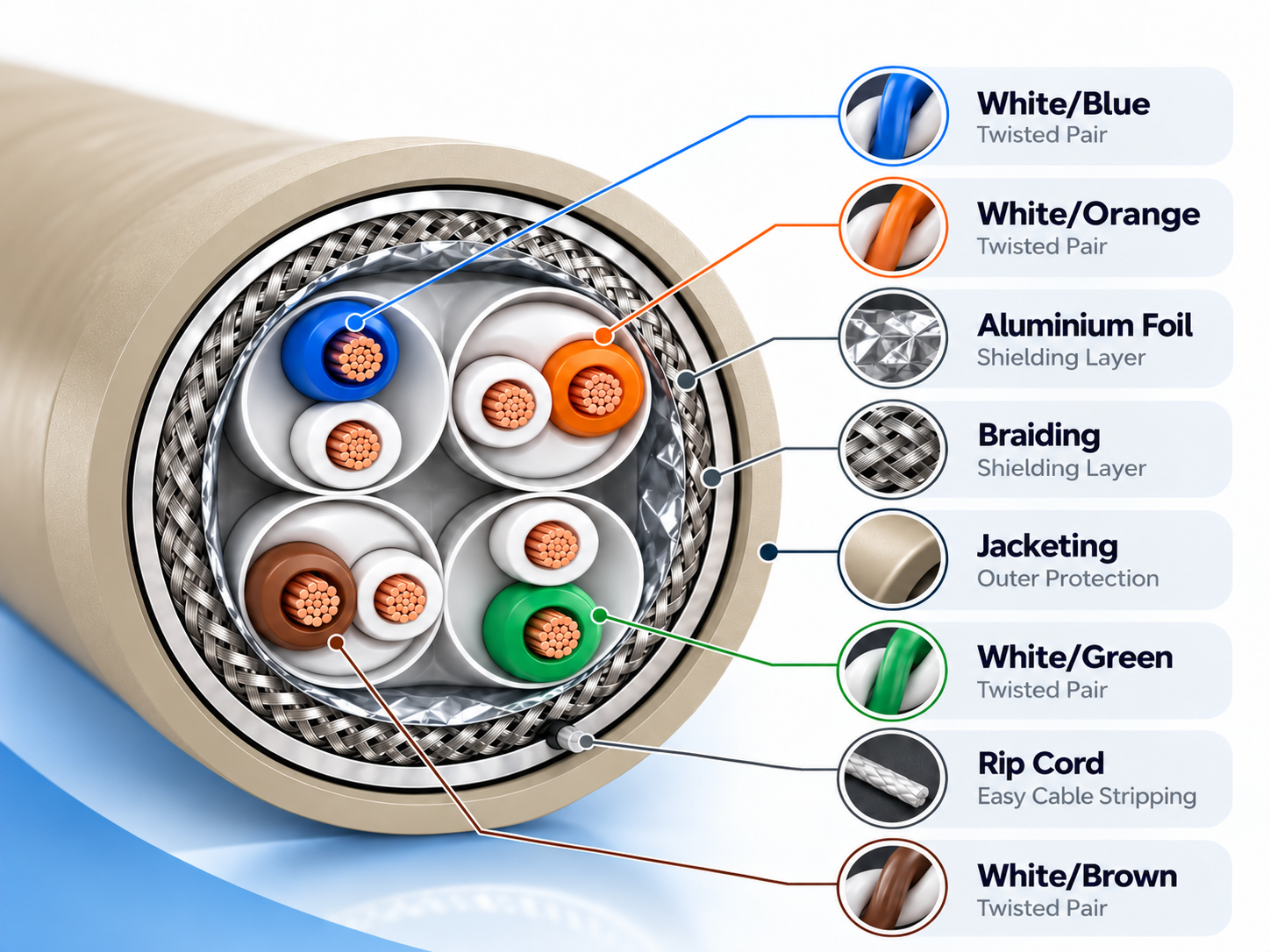 DYNAMIX CAT6A S/FTP Cable Construction